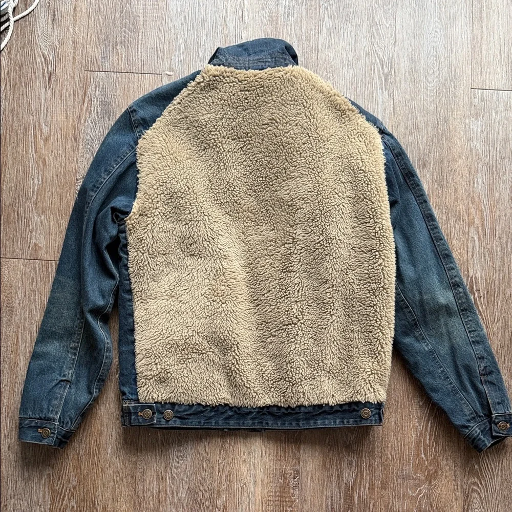 Zara Tan and Blue Sherpa Lined Jacket - Picture 16 of 16